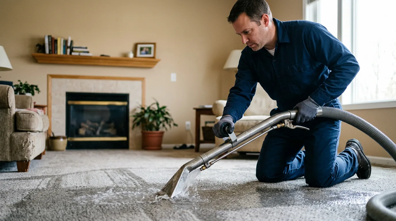 Water damage restoration technician working near Red Oak, VA